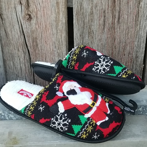 Santa Christmas Knit Mens Slippers - Picture 3 of 9